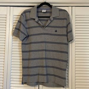 Brooks Brothers Performance Polo. Size Medium. Gray/Blue Stripe